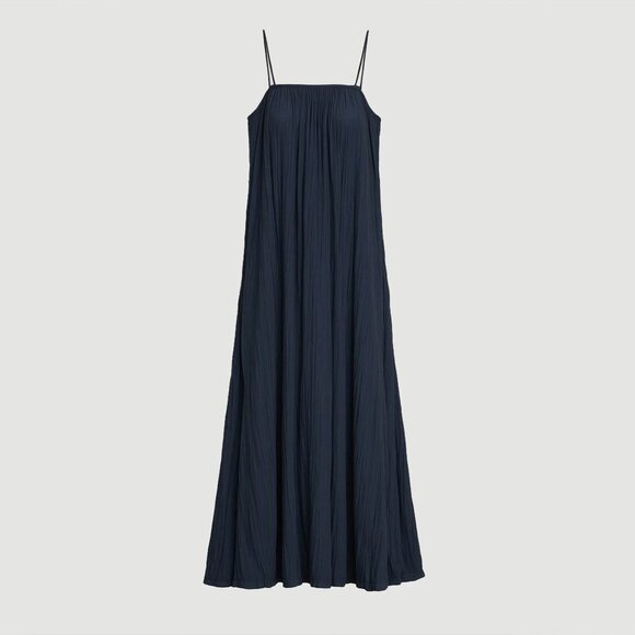 MODERN CITIZEN Solange Crinkled Maxi Dress in Navy Size Large - Picture 1 of 9